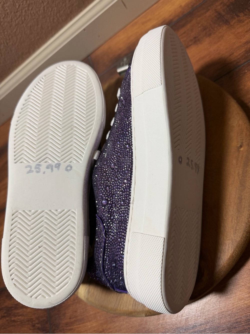 Betsey Johnson Purple Rhinestone Embellished Lace-Up Sneakers Size 6 - Picture 8 of 8